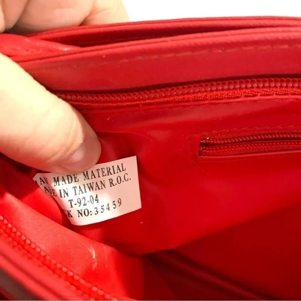 Vintage Purse Red Vegan Leather Clutch Shoulder Bag Special Occasion Grandma
